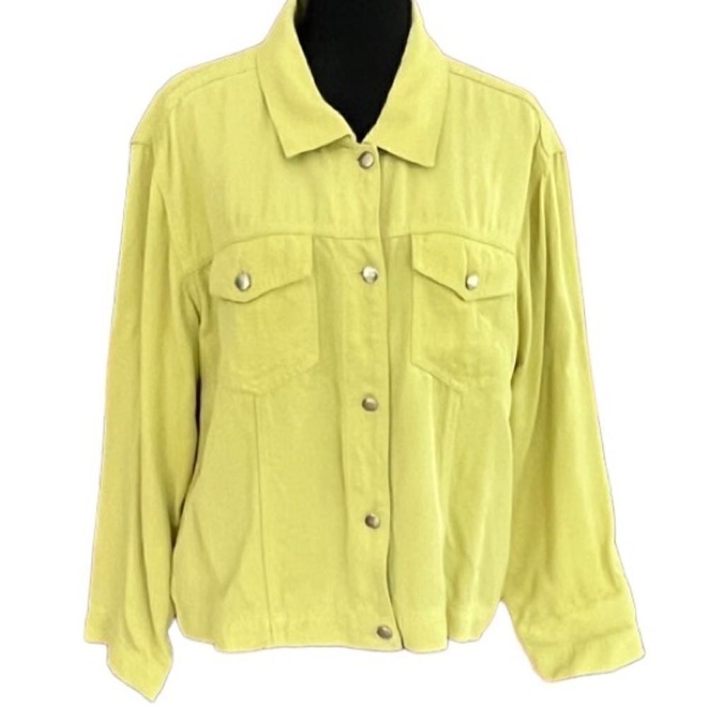 Coldwater Creek chartreuse button front jacket, size L